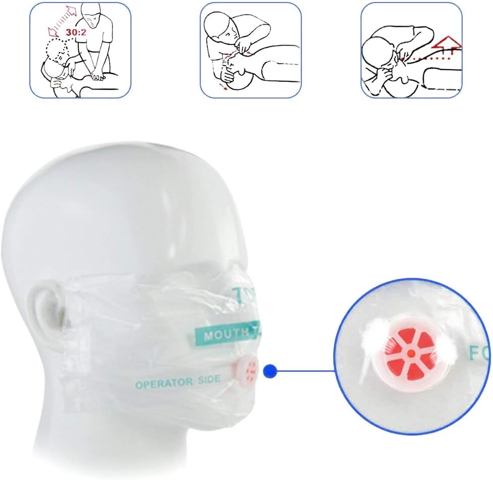 50pcs CPR Face Shield Mask, Keychain Mask Disposable Emergency Kit