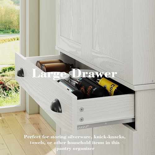 IRONCK 72" Kitchen Pantry Cabinet with Drawer and Sliding Racks, White |...