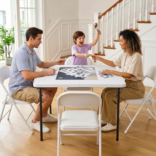 Folding Table and Chairs Set for 4, 36 Inch Foldable Card Table with Carrying...
