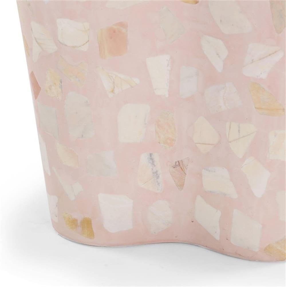 Pemberly Row Contemporary Slab Terrazzo Side Table, Sunset Pink Finish, Concr...