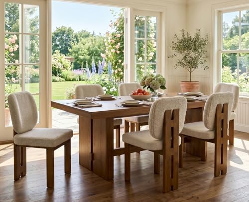 CIMOTA Modern Boucle Dining Chairs Set of 6, Upholstered Armless Side Chairs ...