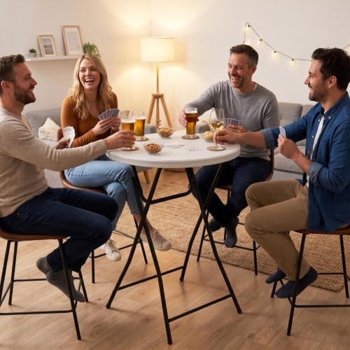 Folding Table,32 Inch Foldable Round, Bar Table Party High Top Table,White