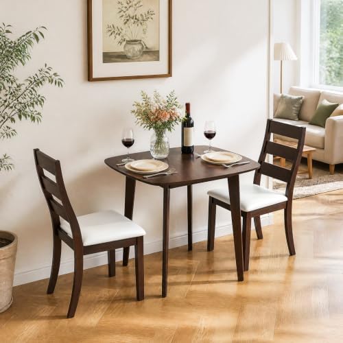 GIANTEX Small Dining Table Set for 2, Wood Square Kitchen Table and 2 Dinner ...