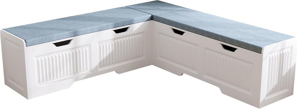 L-Shaped Storage Bench, Corner Bench with Storage,Kitchen Breakfast Nook Benc...