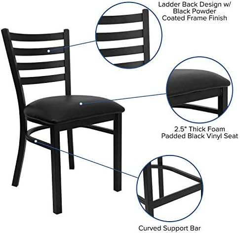 Flash Furniture HERCULES Series Black Ladder Back Metal Restaurant Chair - Bl...