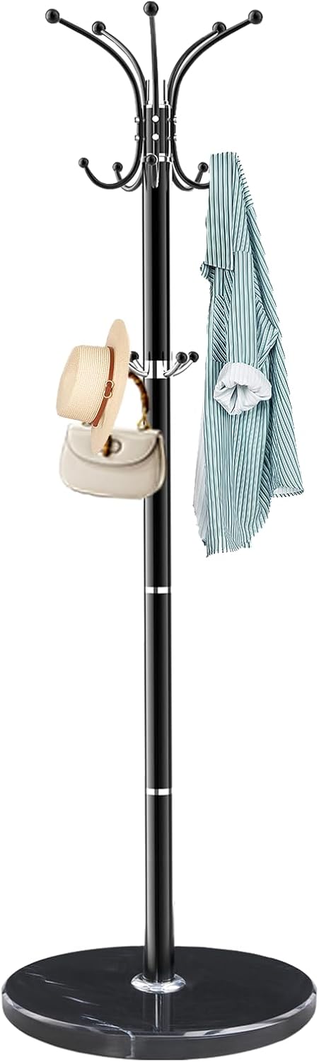 ZOZOE Metal Coat Rack Stand, Modern Coat Rack Freestanding with Natural Marbl...