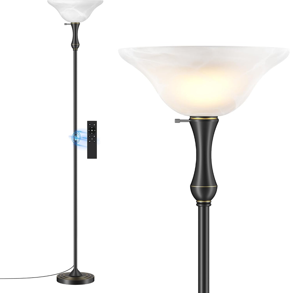 SIBRILLE Dimmable LED Torchiere Floor Lamp with Glass Shade