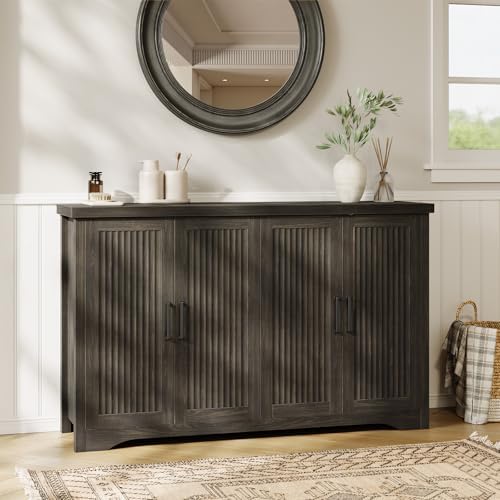 Memobarco 55" Fluted Sideboard Buffet Cabinet with Storage,Gray