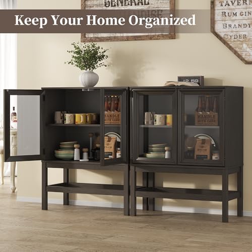 Sideboard Buffet Cabinet with Storage, Small Kitchen Coffee Wine Bar Cabinet ...