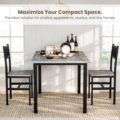 3 Piece Dining Table Set for 2, Small Wooden Kitchen Table Set with Chairs, S...