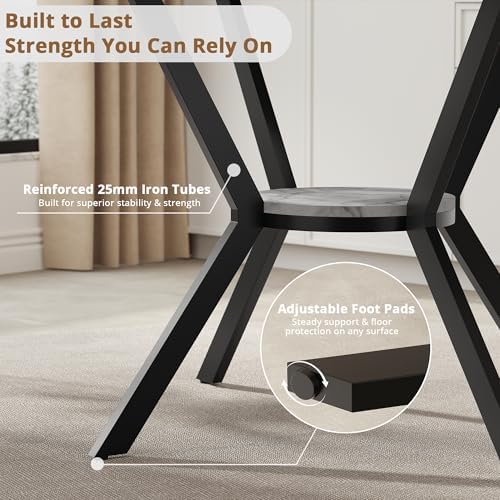 42" Round Dining Table for 2-4, Modern Kitchen Table with Faux Marble Ta...