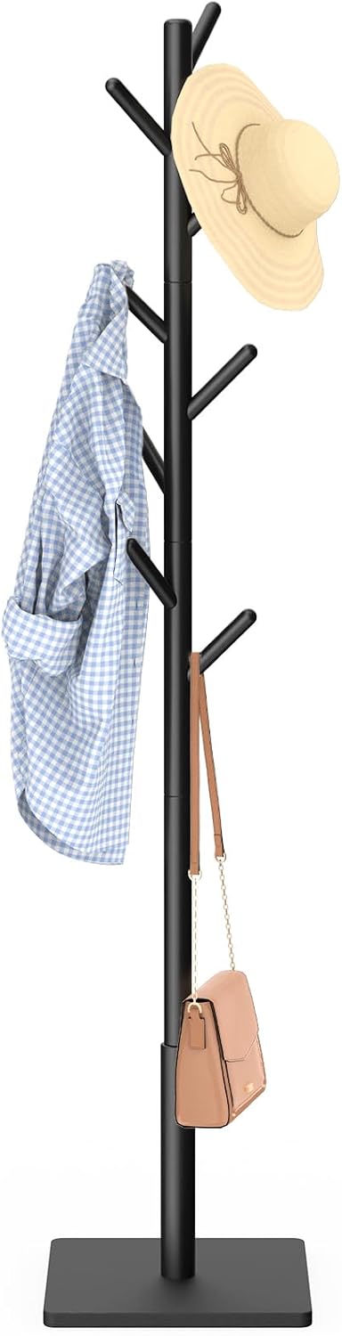 Coat Rack Freestanding with Stable Square Base for Cloathes, Hat, Used in Bed...