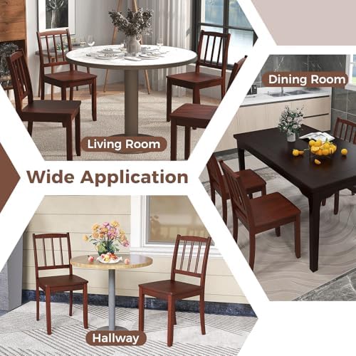 GIANTEX Farmhouse Dining Chairs Set of 4, Wood Kitchen Chair w/Ladder Back