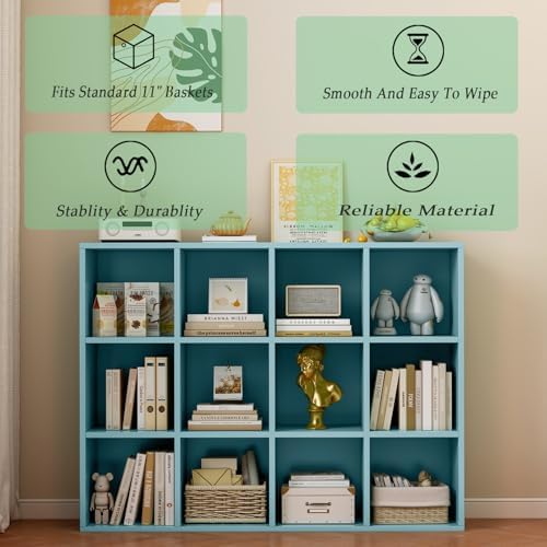 OSCHF 12-Cube Storage Shelf Bookcase, Light Blue