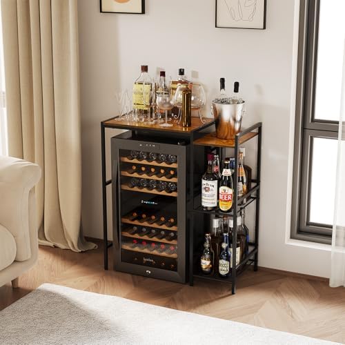 Mini Fridge Stand with Storage Shelves Dorm Microwave Stand Reversible