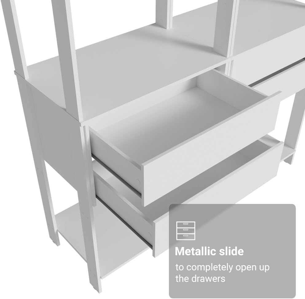 Madesa Kitchen Pantry Storage Rack with 4 Drawers 4 Shelves and 2 Hanging Rod...