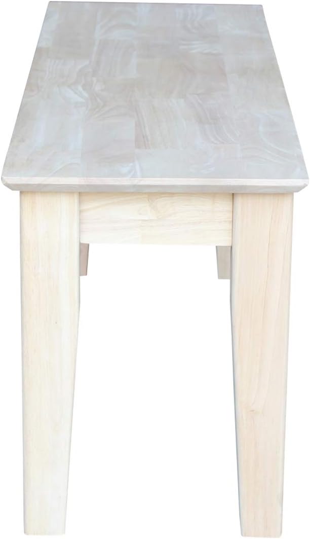 IC International Concepts Shaker Style Solid Wood Bench, 47", Unfinished