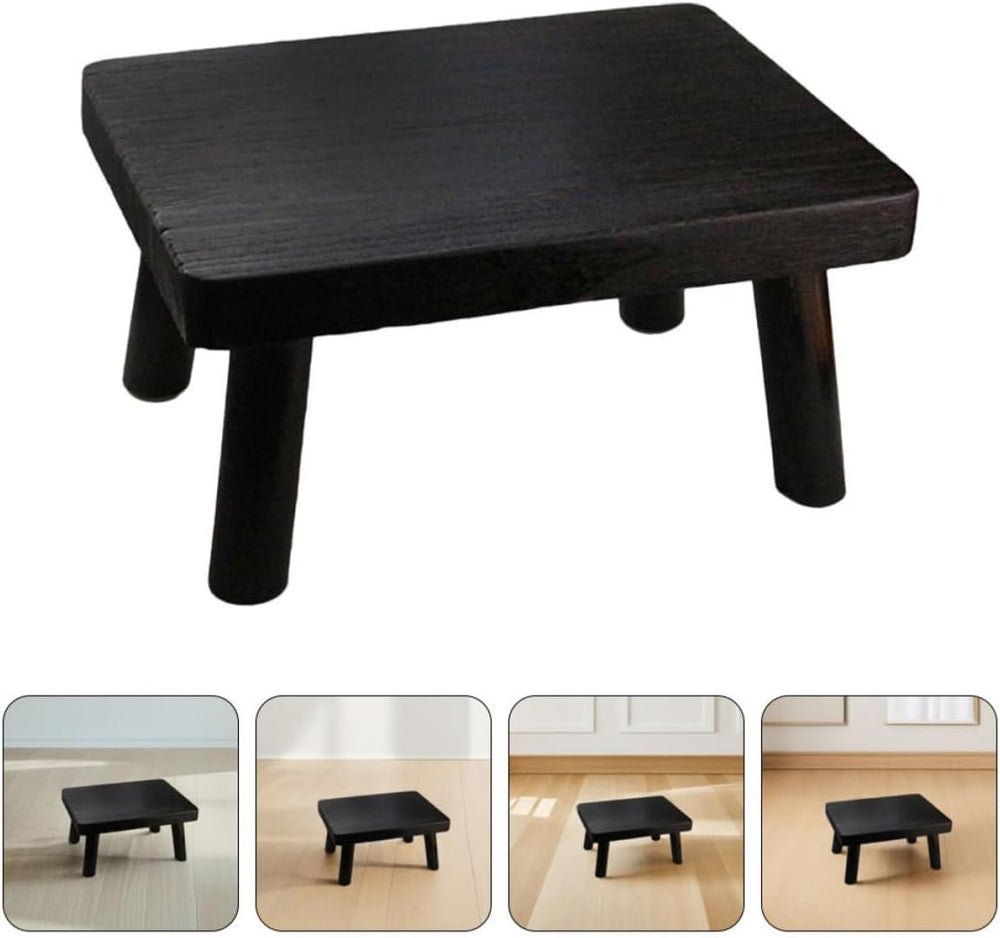ibasenice Japanese Style Rectangular Wooden Low Table and Small Wood Stool Re...
