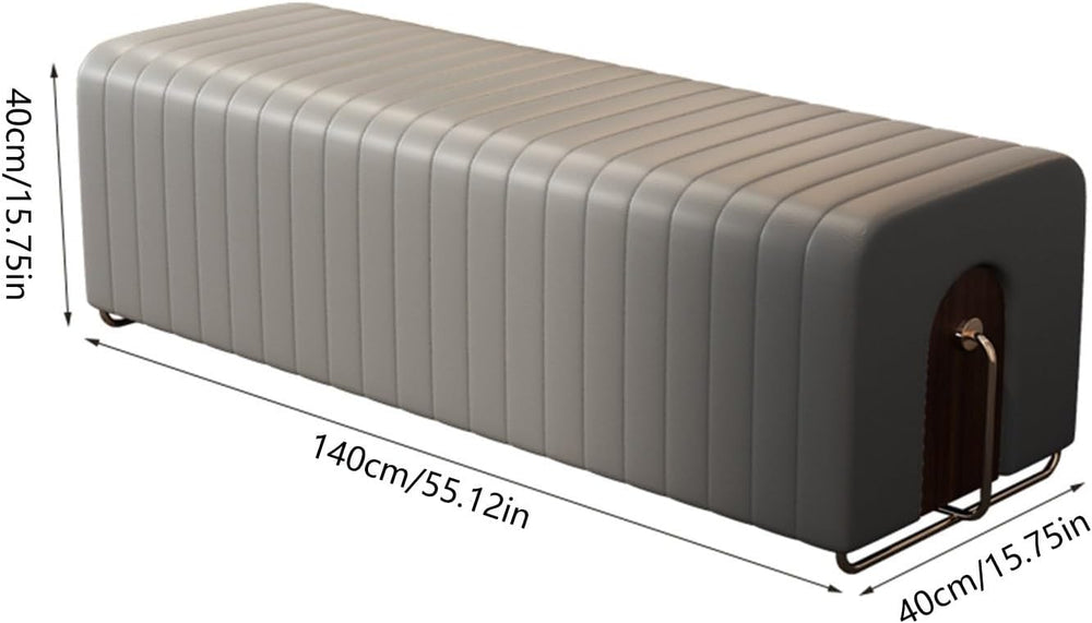 Modern Upholstered Pu Leather Bench Ottoman,Modern Tufted Long,Faux Fur Entry...