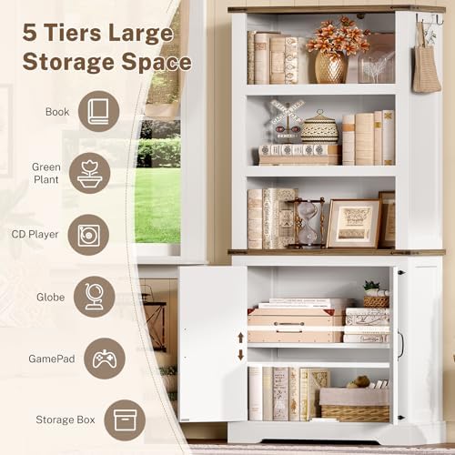 TEENFON 70.9in Tall Storage Cabinet with Adjustable Shelves, Kitchen Pantry C...