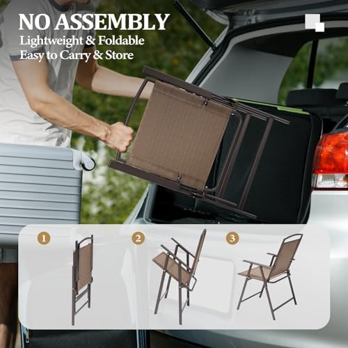 Crestlive Products Set of 4 Patio Folding Chairs 4-Pack Dining Chairs Outdoor...