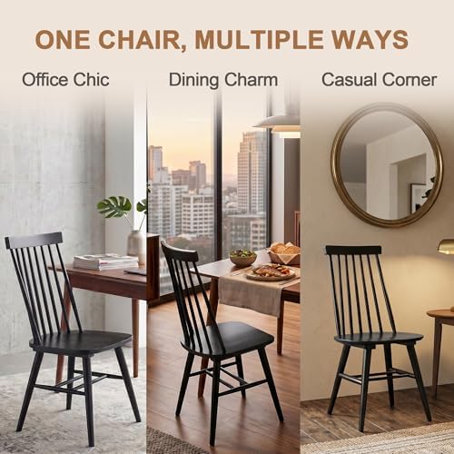 DUHOME Wooden Dining Chairs Set of 4, Spindle Back Wooden Kitchen Chairs
