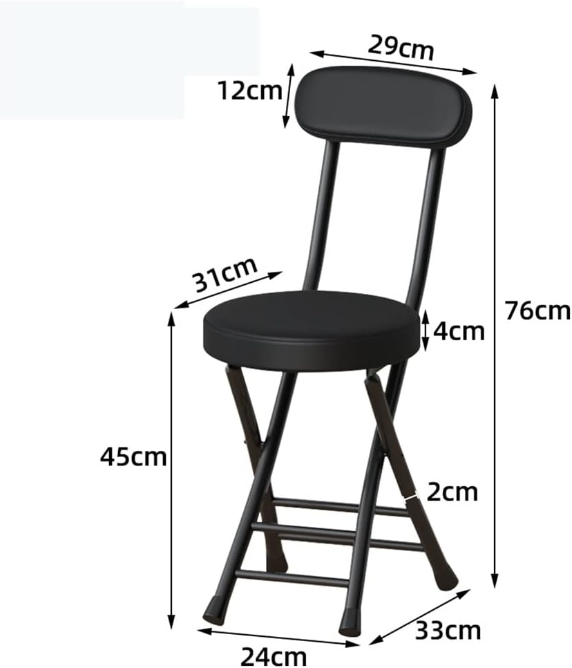Foldable Bar Stool with Backrest, Portable Folding Chair for Kitchen, Breakfa...