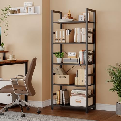 DUMOS 5-Tier Bookshelf, Modern Tall Bookcase Book Shelf Storage Organizer