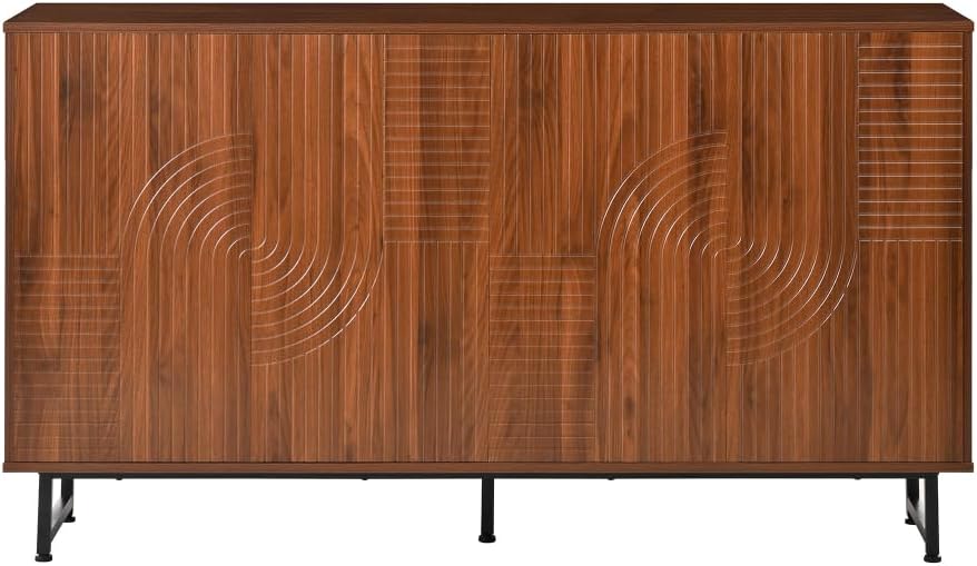 Saiveina Mid-Century Modern Walnut Sideboard Buffet Cabinet, 59 * 16 * 33 Inc...
