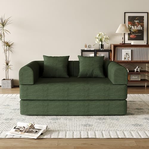 53.15'' Convertible Compressed Corduroy Folding Cloud Sofa Bed, Moder...