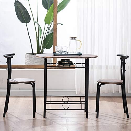 VINGLI 3 Piece Dining Set, Small Kitchen Table Set for 2, Breakfast Table Set...