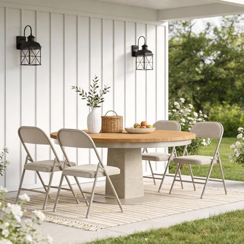 4 Pack Folding Chairs, Fabric Padded Folding Dining Chairs with Cushion Seat ...