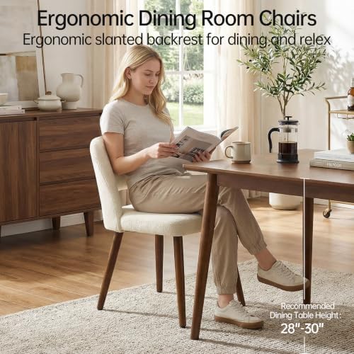 Usaint Wooden Dining Chairs Set of 2, Fabric Dining Room Chairs, Beige