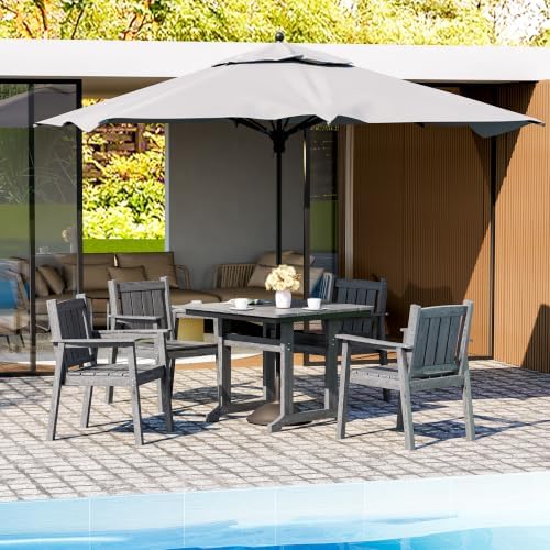 Pamapic Patio Dining Table Set, 5-Piece Outdoor Dining Set for 4, Grey