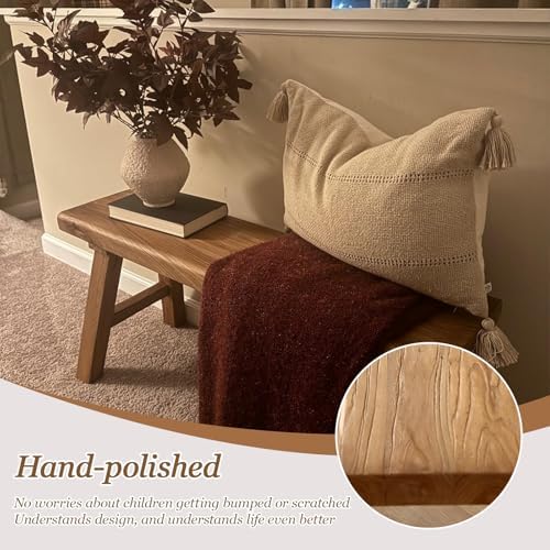 19“ Farmhouse Wooden Living Room Dining Indoor Multifunctional Elm Benches Wo...