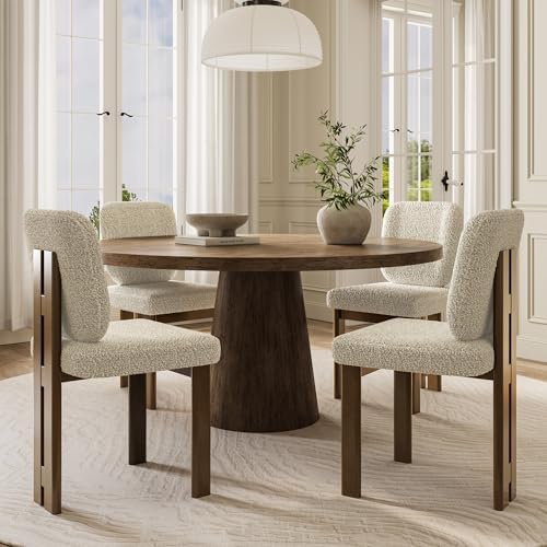 CIMOTA Modern Boucle Dining Chairs Set of 4, Upholstered Armless Side Chairs ...