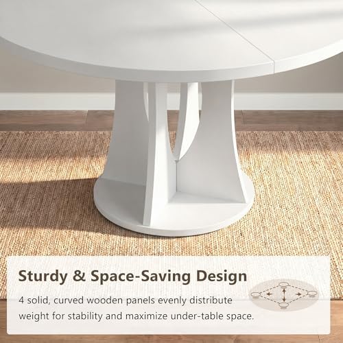 Einhomn 43-59" Extendable Round Dining Table, Kitchen Table for 4-8, Far...