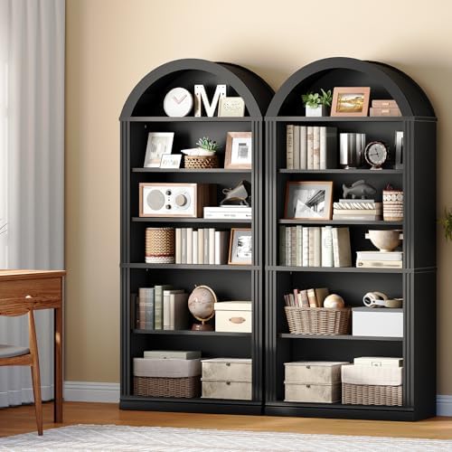 RALGEND Arched Bookshelf, 75.8" Tall Arch Bookcase with Storage, 6-Tier ...