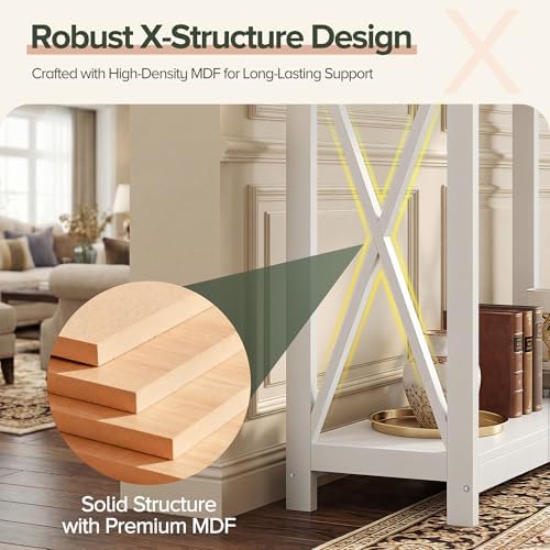 SUPER DEAL Console Table 39.5”, 2-Tier Narrow Sofa Side Table with Storage Sh...