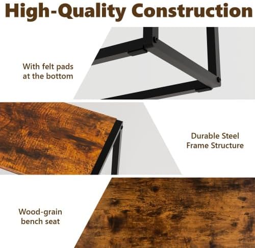VINGLI 47.2 Inch Indoor/Outdoor Bench, Rustic Brown Dining & Patio Bench ...