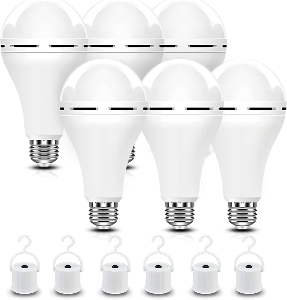 A21 6PK Emergency-Rechargeable-Light-Bulb, Keep Lighting During Power Outage,...