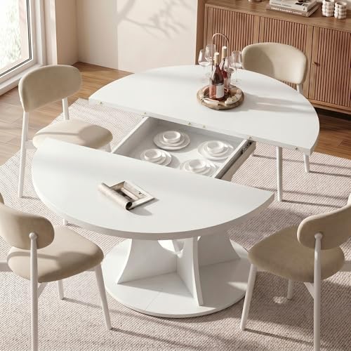 Einhomn 43-59" Extendable Round Dining Table, Kitchen Table for 4-8, Far...