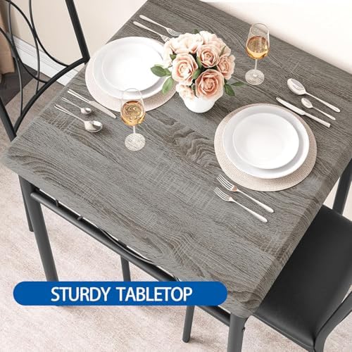 IDEALHOUSE Dining Table Set for 2, Square Dinner Table Sets with 2 Upholstere...