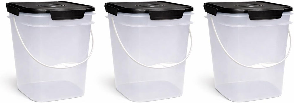 House Naturals 4 Gallon Square Food Grade Bucket Pail with Plastic Handles an...