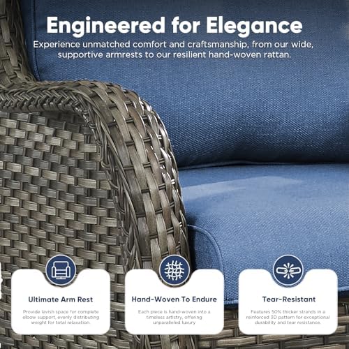 Belord 5 Piece Wicker Patio Furniture Set, Outdoor Swivel Rocker Chairs Set o...