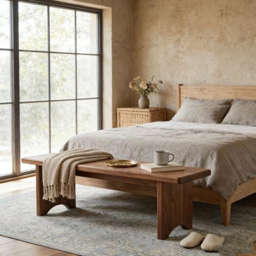 Entryway Bench, Solid Wood Bench, Wooden Shoe Bench for Entryway, Farmhouse E...