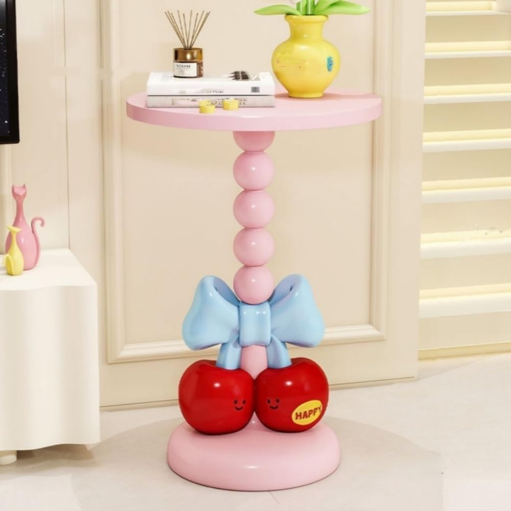 Creative Small Side Table with Bow and Cherry Decoration, Decorative End Tabl...