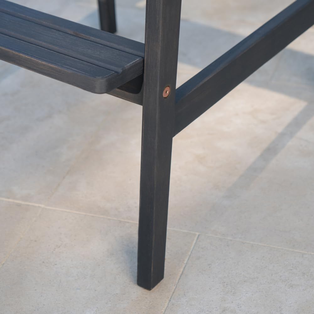 Saiveina Outdoor Acacia Wood Adirondack Barstools, Set of 2, Dark Gray
