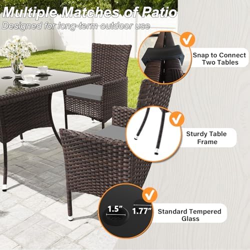 Gotland 5 Piece Outdoor Dining Set, All-Weather Rattan Patio Furniture Set wi...
