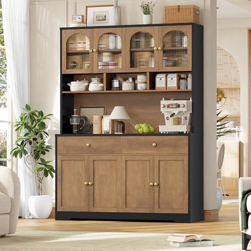 FINETONES 71" Pantry Cabinet, Tall Kitchen Pantry with Charging Station ...